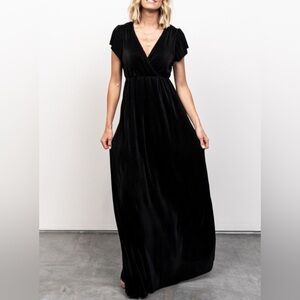 Baltic Born Athena Pleated Maxi Dress Black Large